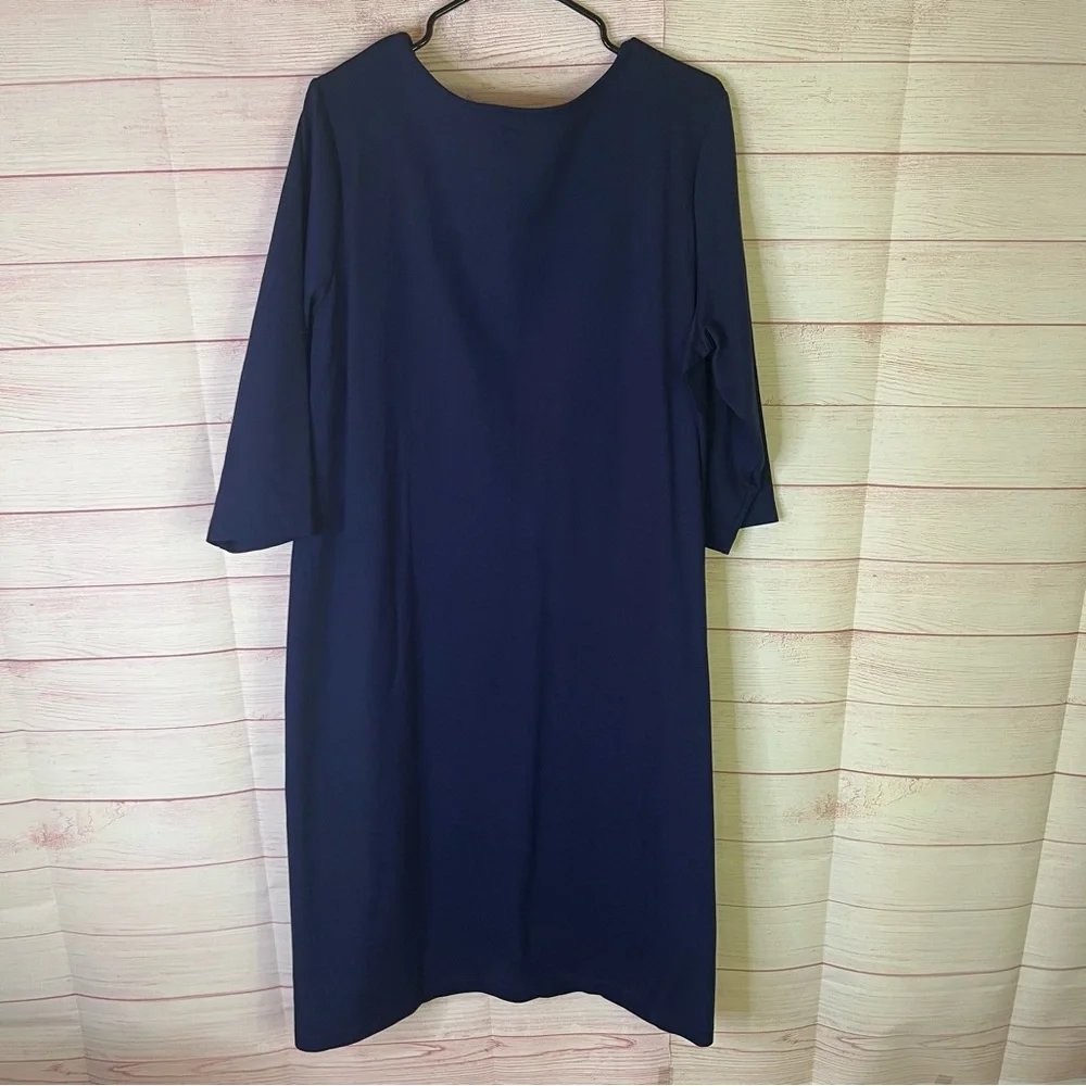 Susan Graver Soft Comfy Casual Navy Blue 3/4 Sleeves Shirt Dress Size 1X‎ - Picture 5 of 5